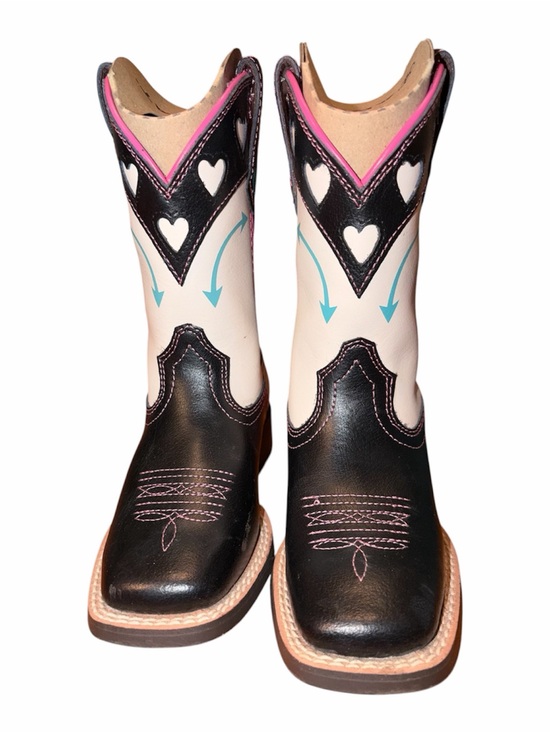 Ariat Other - Ariat Girls' Black, Cream & Pink Heart Western Boots with Turquoise Accents